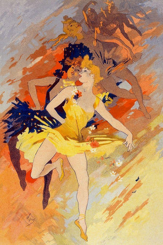 La Danse Black Ornate Wood Framed Art Print with Double Matting by Cheret, Jules