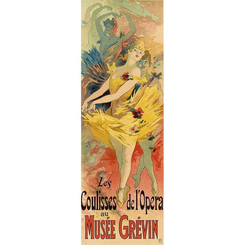 Les Coulisses de LOpera Black Modern Wood Framed Art Print with Double Matting by Cheret, Jules