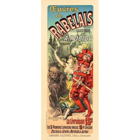 Rabelais Gold Ornate Wood Framed Art Print with Double Matting by Cheret, Jules
