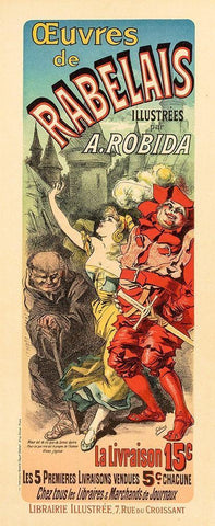 Rabelais Black Ornate Wood Framed Art Print with Double Matting by Cheret, Jules