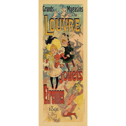 Grands Magasins de Louvre White Modern Wood Framed Art Print by Cheret, Jules