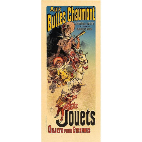 Aux Buttes Chaumont Black Modern Wood Framed Art Print by Cheret, Jules
