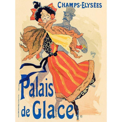 Palais de Glace 1895 White Modern Wood Framed Art Print by Cheret, Jules