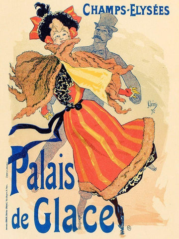 Palais de Glace 1895 White Modern Wood Framed Art Print with Double Matting by Cheret, Jules