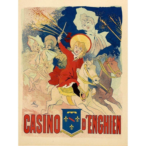Casino dEnghien Black Modern Wood Framed Art Print by Cheret, Jules