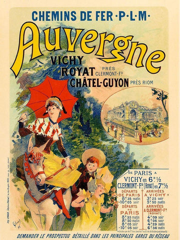 Auvergne White Modern Wood Framed Art Print with Double Matting by Cheret, Jules