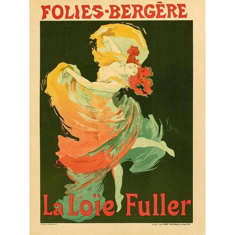 Folies Bergere La Loie Fuller Black Modern Wood Framed Art Print by Cheret, Jules