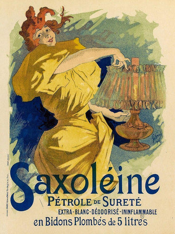 Saxoleine 1895 White Modern Wood Framed Art Print with Double Matting by Cheret, Jules