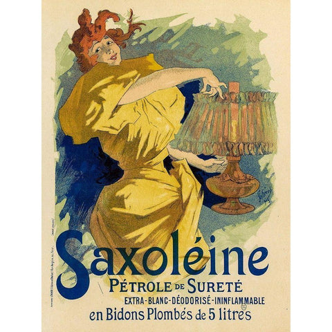 Saxoleine 1895 Gold Ornate Wood Framed Art Print with Double Matting by Cheret, Jules