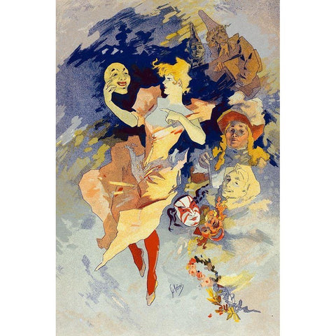 Masters of the Poster Plate 205 Black Modern Wood Framed Art Print with Double Matting by Cheret, Jules