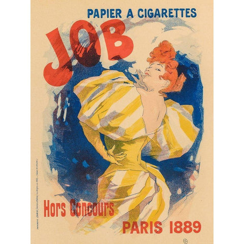 Job Cigarettes 1889 Gold Ornate Wood Framed Art Print with Double Matting by Cheret, Jules