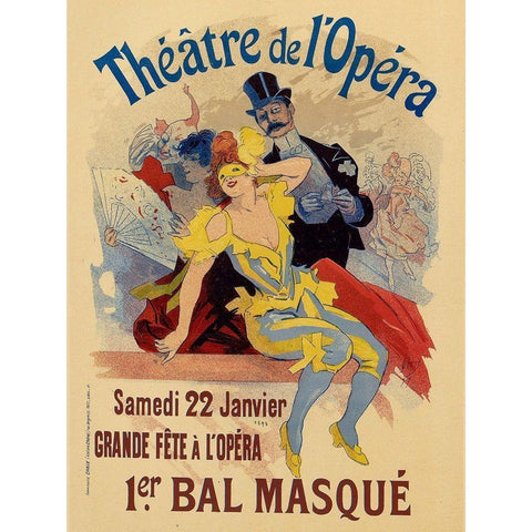 Theatre de LOpera 22nd Janvier Black Modern Wood Framed Art Print by Cheret, Jules