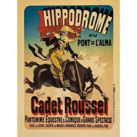 Cadet Roussel Gold Ornate Wood Framed Art Print with Double Matting by Cheret, Jules