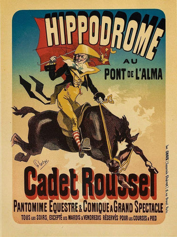 Cadet Roussel Black Ornate Wood Framed Art Print with Double Matting by Cheret, Jules
