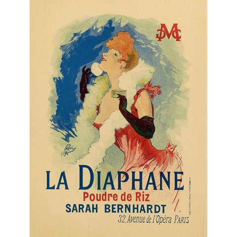 La Diaphane Black Modern Wood Framed Art Print with Double Matting by Cheret, Jules