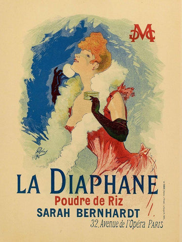 La Diaphane White Modern Wood Framed Art Print with Double Matting by Cheret, Jules