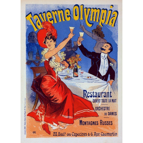 Taverne Olympia Black Modern Wood Framed Art Print by Cheret, Jules