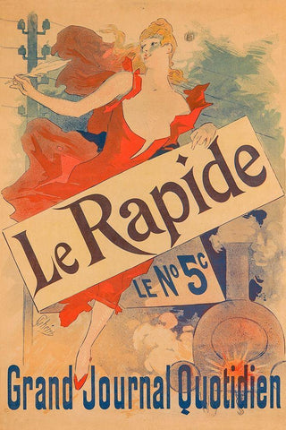 Le Rapide White Modern Wood Framed Art Print with Double Matting by Cheret, Jules