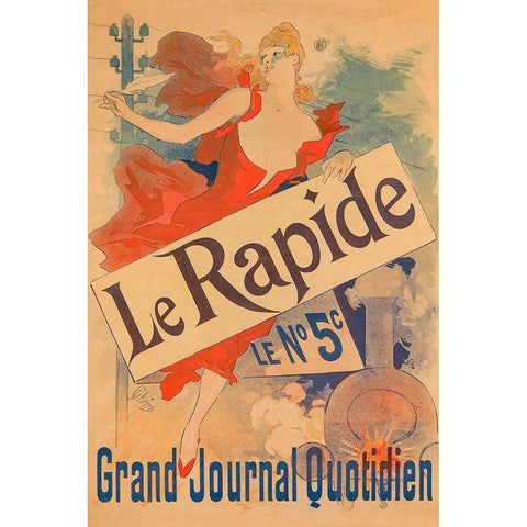 Le Rapide Black Modern Wood Framed Art Print by Cheret, Jules