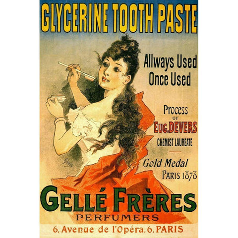 Glycerine tooth paste Black Modern Wood Framed Art Print by Cheret, Jules