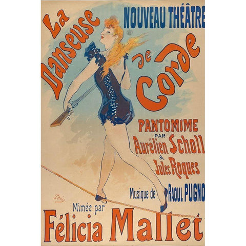 La danseuse de corde-1891 Black Modern Wood Framed Art Print by Cheret, Jules