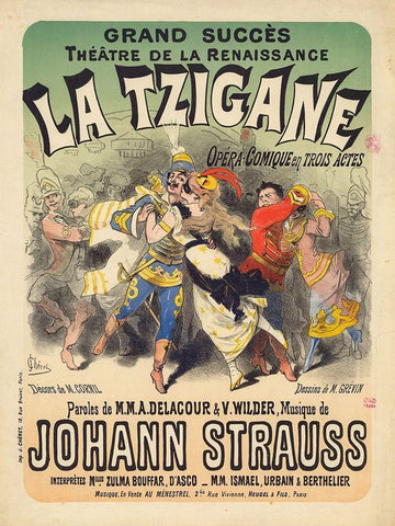 La Tzigane White Modern Wood Framed Art Print with Double Matting by Cheret, Jules