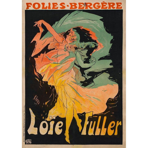 Folie Berger Loie Fuller Black Modern Wood Framed Art Print with Double Matting by Cheret, Jules