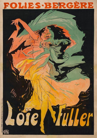 Folie Berger Loie Fuller White Modern Wood Framed Art Print with Double Matting by Cheret, Jules