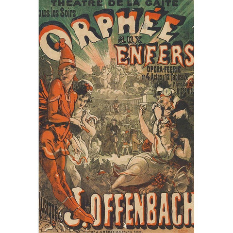 Jacques Offenbachs Orphee aux enfers Black Modern Wood Framed Art Print by Cheret, Jules