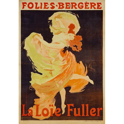 Loie Fuller Black Modern Wood Framed Art Print with Double Matting by Cheret, Jules
