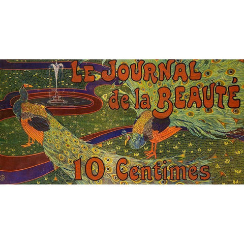 Le Journal de la Beaute Black Modern Wood Framed Art Print with Double Matting by Cheret, Jules