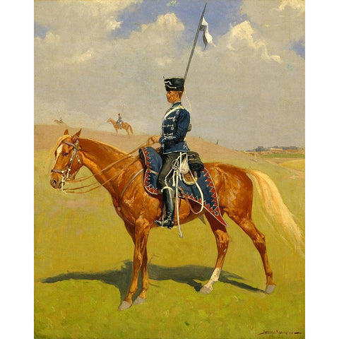 The Hussar Gold Ornate Wood Framed Art Print with Double Matting by Remington, Frederic