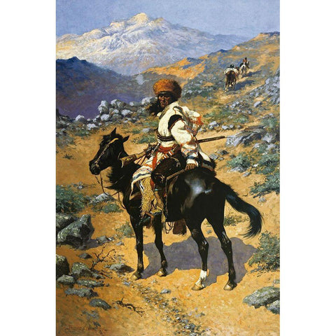 An Indian Trapper-1889 White Modern Wood Framed Art Print by Remington, Frederic