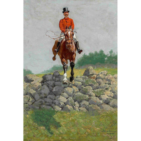 A Hunting Man White Modern Wood Framed Art Print by Remington, Frederic