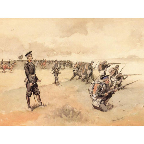 Advance of the Russian Infantry-1893 Black Modern Wood Framed Art Print with Double Matting by Remington, Frederic