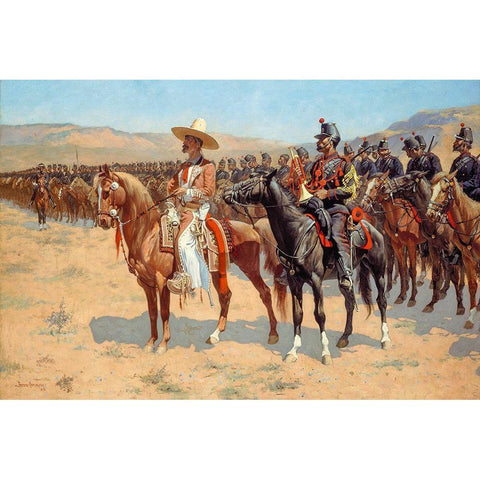 The Mexican Major Gold Ornate Wood Framed Art Print with Double Matting by Remington, Frederic