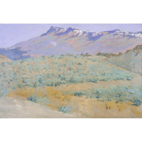 Blue prarie White Modern Wood Framed Art Print by Remington, Frederic