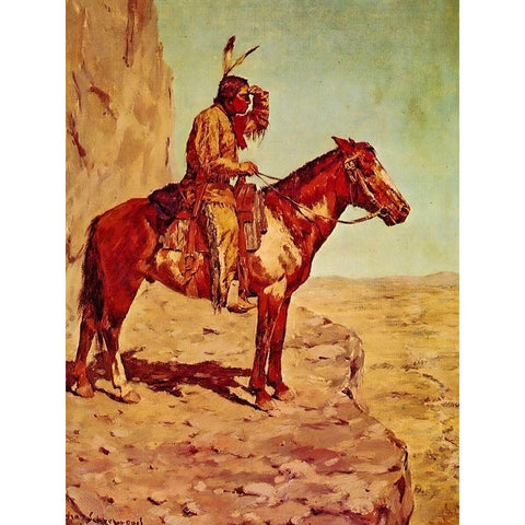 The Scout Gold Ornate Wood Framed Art Print with Double Matting by Shreyvogel, Charles