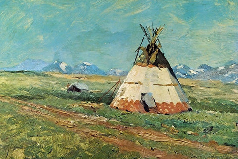 Blackfoot Reservation Montana Black Ornate Wood Framed Art Print with Double Matting by Shreyvogel, Charles