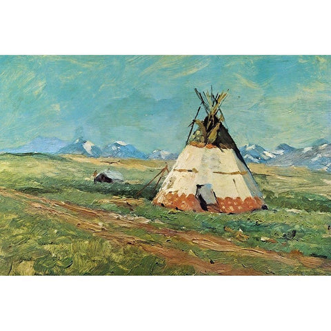 Blackfoot Reservation Montana Black Modern Wood Framed Art Print by Shreyvogel, Charles