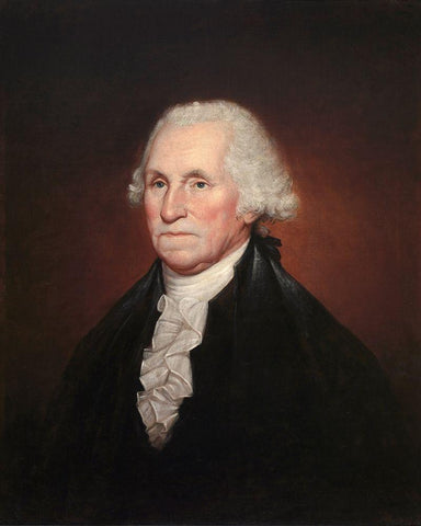 George Washington White Modern Wood Framed Art Print with Double Matting by Peale, Rembrandt