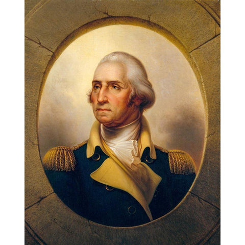 George Washington Black Modern Wood Framed Art Print with Double Matting by Peale, Rembrandt