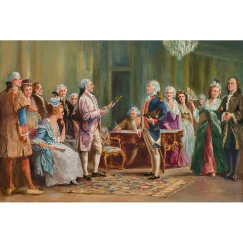 George Washington Accepting Lord Cornwalliss Sword Black Modern Wood Framed Art Print with Double Matting by Hemenway, Alice Spaulding