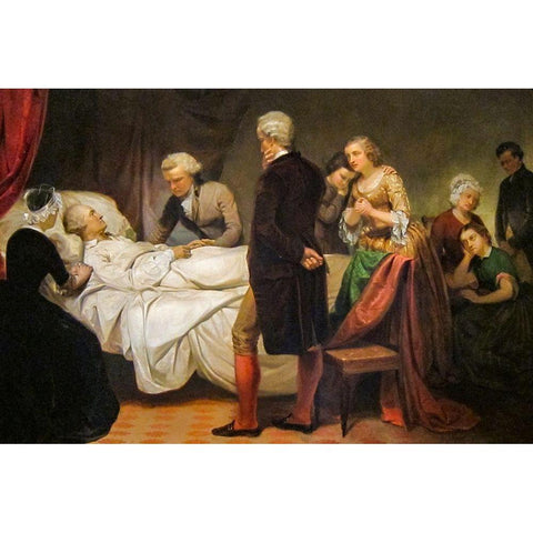 Washington on his Deathbed White Modern Wood Framed Art Print by Stearns, Junius Brutus