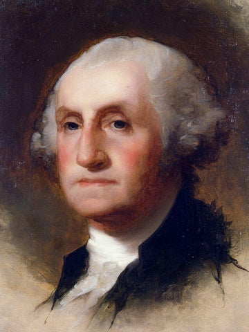 Portrait of George Washington White Modern Wood Framed Art Print with Double Matting by National Archives