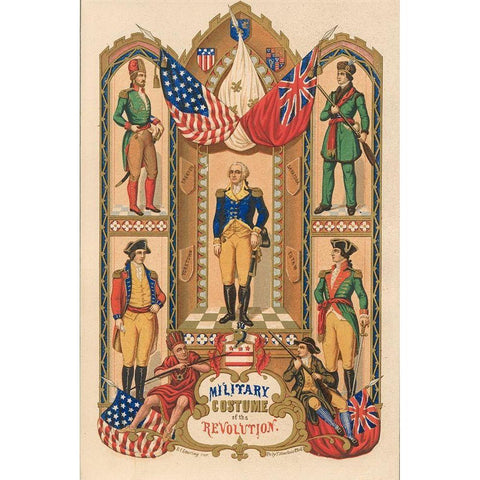 Military costume of the Revolution Gold Ornate Wood Framed Art Print with Double Matting by Emmet Collection