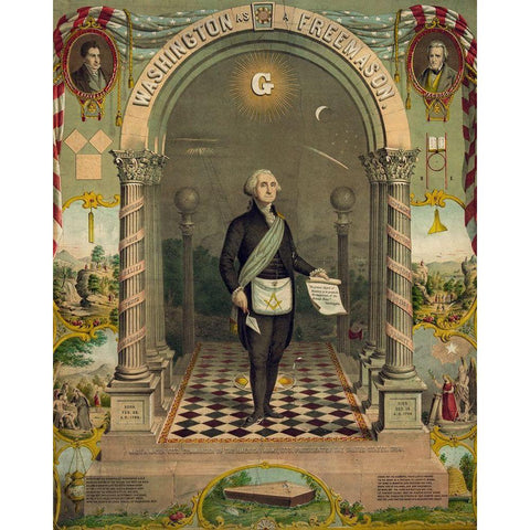 George Washington-freemason White Modern Wood Framed Art Print by Strobridge and Gerlach