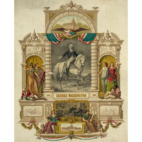 George Washington Gold Ornate Wood Framed Art Print with Double Matting by Library of Congress