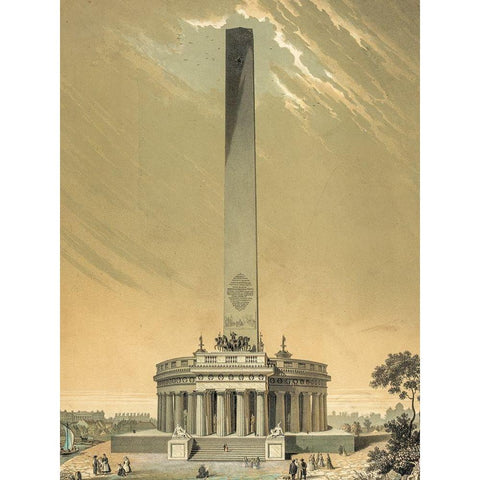 Design of the national Washington Monument Black Modern Wood Framed Art Print with Double Matting by Charles, Fenderich