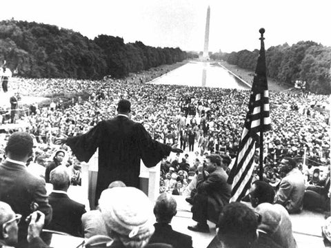 Dr. Martin Luther King Jr. addressing the crowd during the 1957 Prayer Pilgrimage for Freedom White Modern Wood Framed Art Print with Double Matting by U.S. Archives